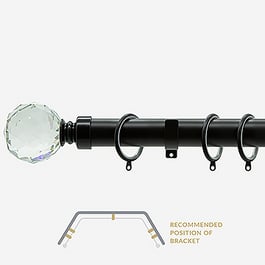 28mm Allure Classic Matt Black Crystal Ball Bay Window Curtain Pole