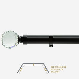 28mm Allure Classic Matt Black Crystal Ball Eyelet Bay Window Curtain Pole