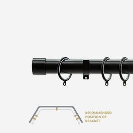 28mm Allure Classic Matt Black End Cap Bay Window Curtain Pole