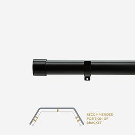 28mm Allure Classic Matt Black End Cap Eyelet Bay Window Curtain Pole