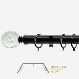 28mm Allure Classic Matt Black Glass Bubbles Bay Window Curtain Pole