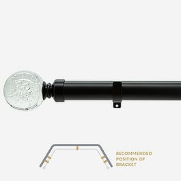 28mm Allure Classic Matt Black Glass Bubbles Eyelet Bay Window Curtain Pole