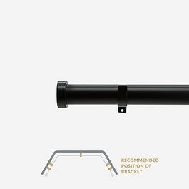 28mm Allure Classic Matt Black Stud Eyelet Bay Window Curtain Pole