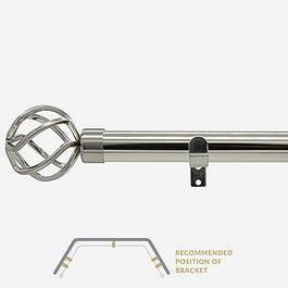 28mm Allure Classic Stainless Steel Cage Eyelet Bay Window Curtain Pole