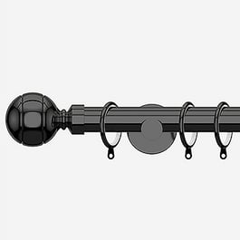 28mm Allure Signature Black Nickel Ribbed Ball Curtain Pole