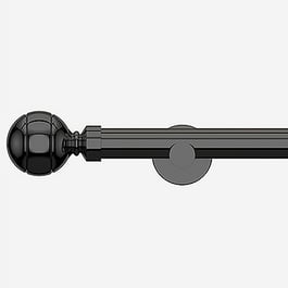 28mm Allure Signature Black Nickel Ribbed Ball Eyelet Curtain Pole