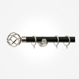 28mm Allure Signature Matt Black With Stainless Steel Cage Curtain Pole
