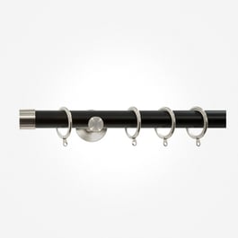 28mm Allure Signature Matt Black With Stainless Steel End Cap Curtain Pole