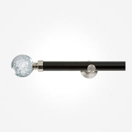 28mm Allure Signature Matt Black With Stainless Steel Glass Bubbles Eyelet Curtain Pole