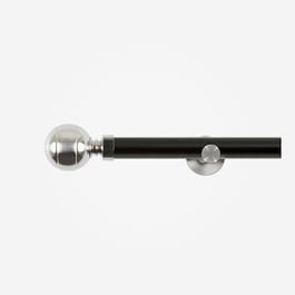 28mm Allure Signature Matt Black With Stainless Steel Ribbed Ball Eyelet Curtain Pole