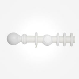 28mm Woodline White Ball Finial Curtain Pole