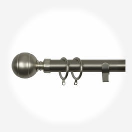 35mm Allure Classic Brushed Steel Lined Ball Curtain Pole