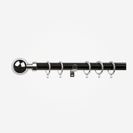 35mm Allure Classic Matt Black With Chrome Ball Finial Curtain Pole