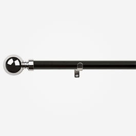 35mm Allure Classic Matt Black With Chrome Ball Finial Eyelet Curtain Pole