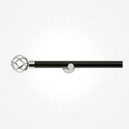 35mm Allure Classic Matt Black With Chrome Cage Finial Eyelet Curtain Pole