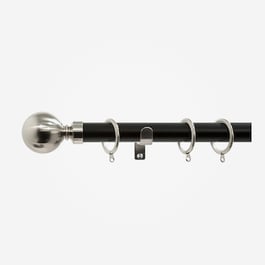 35mm Allure Classic Matt Black With Stainless Steel Ball Finial Curtain Pole