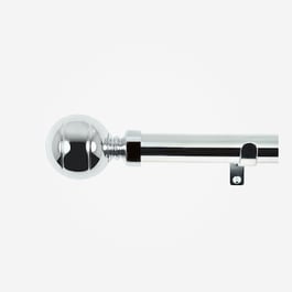 35mm Allure Classic Polished Chrome Ribbed Ball Finial Eyelet Curtain Pole