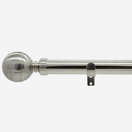 35mm Allure Classic Stainless Steel Ribbed Ball Finial Eyelet Curtain Pole