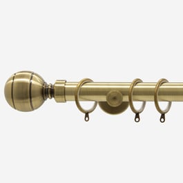 35mm Allure Signature Antique Brass Ribbed Ball Finial Curtain Pole