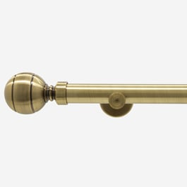 35mm Allure Signature Antique Brass Ribbed Ball Finial Eyelet Curtain Pole