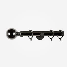 35mm Allure Signature Black Nickel Ribbed Ball Finial Curtain Pole