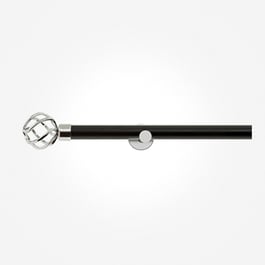 35mm Allure Signature Matt Black With Chrome Cage Finial Eyelet Curtain Pole