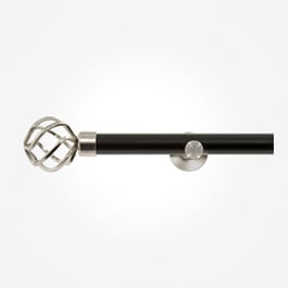 35mm Allure Signature Matt Black With Stainless Steel Cage Finial Eyelet Curtain Pole