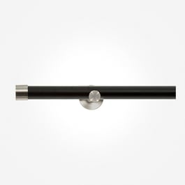 35mm Allure Signature Matt Black With Stainless Steel End Cap Finial Eyelet Curtain Pole