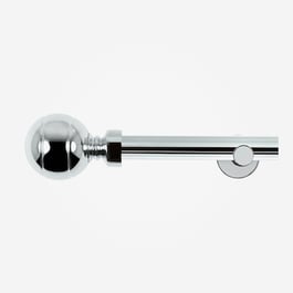 35mm Allure Signature Polished Chrome Ribbed Ball Finial Eyelet Curtain Pole