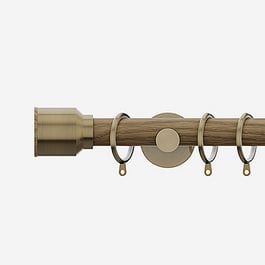28mm Signature Antique Brass & Aged Oak Drum Curtain Pole
