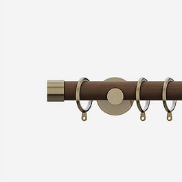 28mm Signature Antique Brass & Walnut End Cap Curtain Pole