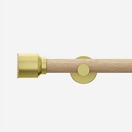 28mm Signature Brushed Gold & Natural Oak Drum Eyelet Curtain Pole