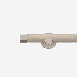 28mm Signature Brushed Steel & Light Oak End Cap Eyelet Curtain Pole