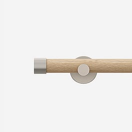 28mm Signature Brushed Steel & Natural Oak End Cap Eyelet Curtain Pole