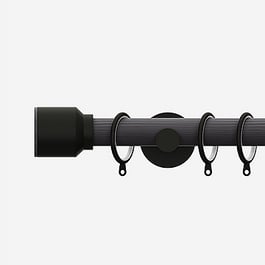 28mm Signature Matt Black & Smoke Grey Drum Curtain Pole
