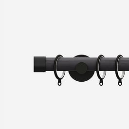 28mm Signature Matt Black & Smoke Grey End Cap Curtain Pole
