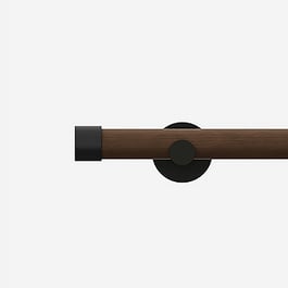 28mm Signature Matt Black & Walnut End Cap Eyelet Curtain Pole