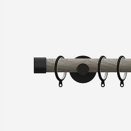 28mm Signature Matt Black & White Ash End Cap Curtain Pole