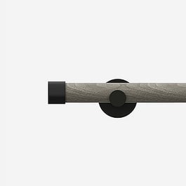 28mm Signature Matt Black & White Ash End Cap Eyelet Curtain Pole