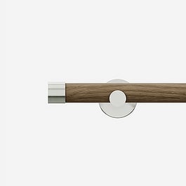 28mm Signature Stainless Steel & Aged Oak End Cap Eyelet Curtain Pole
