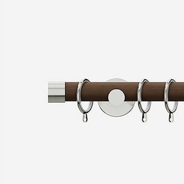 28mm Signature Stainless Steel & Walnut End Cap Curtain Pole