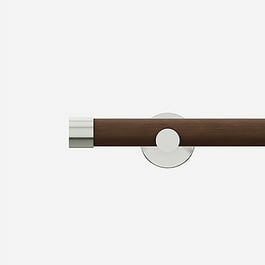 28mm Signature Stainless Steel & Walnut End Cap Eyelet Curtain Pole