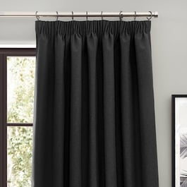Furn Dawn Black Pencil Pleat Ready Made Curtain