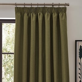Furn Dawn Olive Pencil Pleat Ready Made Curtain