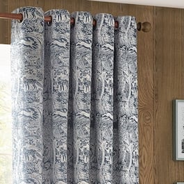 Furn Winter Woods Animal Chenille Midnight Eyelet Ready Made Curtain
