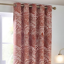 Hoem Nola Abstract Chestnut Eyelet Ready Made Curtain