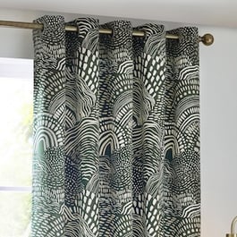 Hoem Nola Abstract Olive Eyelet Ready Made Curtain
