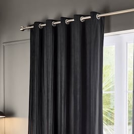 Paoletti Corinthian Velvet Black Eyelet Ready Made Curtain