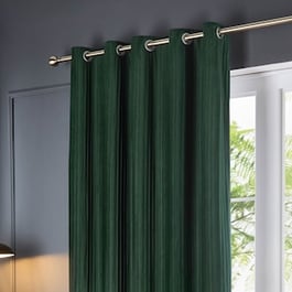 Paoletti Corinthian Velvet Forest Green Eyelet Ready Made Curtain