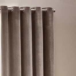 Chenille Opulence Greige Eyelet Ready Made Curtain